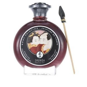 Shunga Couples Edible Body Paint Flavored Sparkling Strawberry Wine Erotic Art